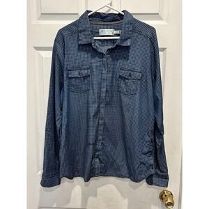 Aventura Clothing‎ Womens XL Blue Star Print Button Up Shirt Eco Gorpcore Tencel
